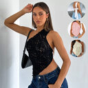 Ins Lace Backless Top Summer Solid Color Waistless