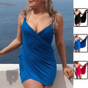 Solid Color One-piece Swimsuit For Women Plus Size
