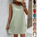 Fashion Solid Color Sleeveless Dress Summer Slim Diagonal-neck