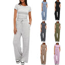 2pcs Solid Color Casual Sports Yoga Suit Short-sleeved