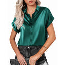 Lapel Button Short Sleeve Shirt Summer Casual Loose
