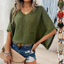 V-neck Bat Sleeve Short-sleeved T-shirt Top Summer Casual
