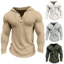 Men's Pullover Casual Long Sleeve T-shirt Waffler Slim