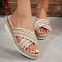 Linen Wedge Sandals Summer Ethnic Style Cross-strap