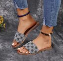 Summer Flower Print Flat Sandals For Women Non-slip