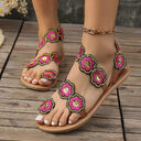 Ethnic Style Flowers Flat Sandals Summer Vacation Casual