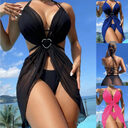 3pcs Halter Neck Bikini Beach Summer Solid Color