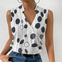 Casual Printed Tops Summer V-neck Sleeveless T-shirt Womens