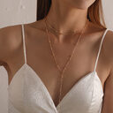 Fashion Long Necklace Simple Geometric Tassel Round Beads