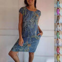 Flower And Leaf Printed Straight Dress Summer Loose