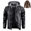 Hooded Jacket With Zipper Pockets Fashion Warm Pu