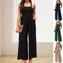 Summer Square Neck High Waist Jumpsuit Women's Backless