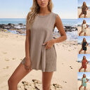 2pcs Women's Knitting Suit Summer Loose Round Neck