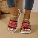 New Color-blocked Wave-patterned Sandals Summer Fashion Wedges Slippers