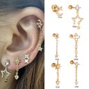 Fashion Jewelry Piercing Star Moon Cubic Zirconia Stainless