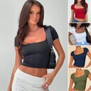 New Slim Short-sleeved T-shirt Summer Fashion Sexy Solid