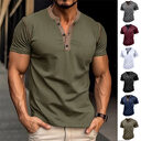 Fashion Short-sleeved Polo Shirt Summer Button V-neck T-shirt