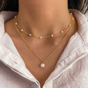Fashion Jewelry Women's Pearl Tassel Pendant Double-layer Necklace