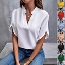 Summer Short-sleeved Chiffon Shirt New V-neck Women's Casual