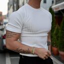 Men's Summer Sports Fitness Casual Round Neck Stretch