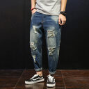 Men's Ripped Jeans Loose Overweight Man Plus Size