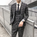 Slim Fit Suit Men's Plaid Three-piece