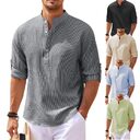 Stand Collar Button Shirt Summer Pineapple Texture Casual