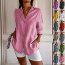 Lapel Long Sleeve Shirt Women's Single-breasted Pleated Tops