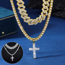 Zircon Cross Pendant Necklace Hip Hop Full Miami