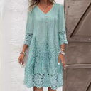 Flowers Lace Dress Summer Solid Color Womens Clothing
