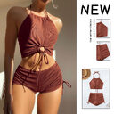 Summer Halter Neck Bikini Suit Fashion Drawstring Design