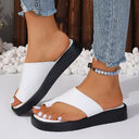 Thick-soled Clip Toe Flat Slippers Outdoor Summer Casual
