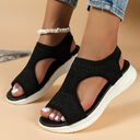 Women's Flyknit Sandals Hollow Peep-toe Roman Shoes