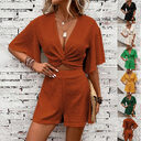 Fashion Loose Suits For Women V-neck Ruffle Sleeve