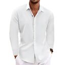 Long Sleeve T-shirt Undershirt Solid Color Cotton Linen