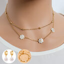Fashion Jewelry Stainless Steel Flower DaisyFlower Necklace Double