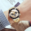 Stainless Steel Waterproof Watch Multi-function Timing Running Second