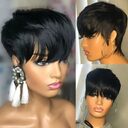 Short Straight Wig Women's Hair Head Cover Real