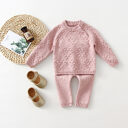 Children's Knitted Love Solid Color Sweater And Pants