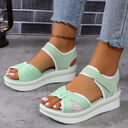 Summer Mesh Cross-strap Sandals With Velcro-design Thick Sole
