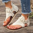 Denim Thong Sandals With Rear Zipper Summer Retro
