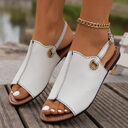 Fashion Solid Peep-toe Sandals With Back-srtap Summer Casual