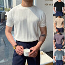Short Sleeve Knitted T-shirt Summer Men's Light Round