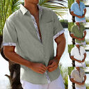 Vacation Short Sleeve Shirts With Plaid Side Summer
