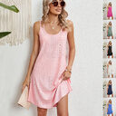 Summer Solid Color Round Neck Suspender Dress Casual