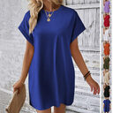 Loose Short Sleeve Dress With Pockets Summer Casual