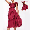 Summer Holiday Ruffled Short-sleeved Dress Fashion Backless Square