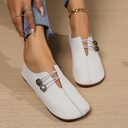 Casual Square Toe Flats Shoes Fashion Slip-on Button