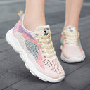 Casual Colorblock Lace-up Sneakers Women Versatile Breathable Lightweight