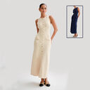 Elegant Knitted Sleeveless Dress With Single Breast Fashion
